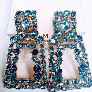 Dazzling Blue Crystal Statement Earrings